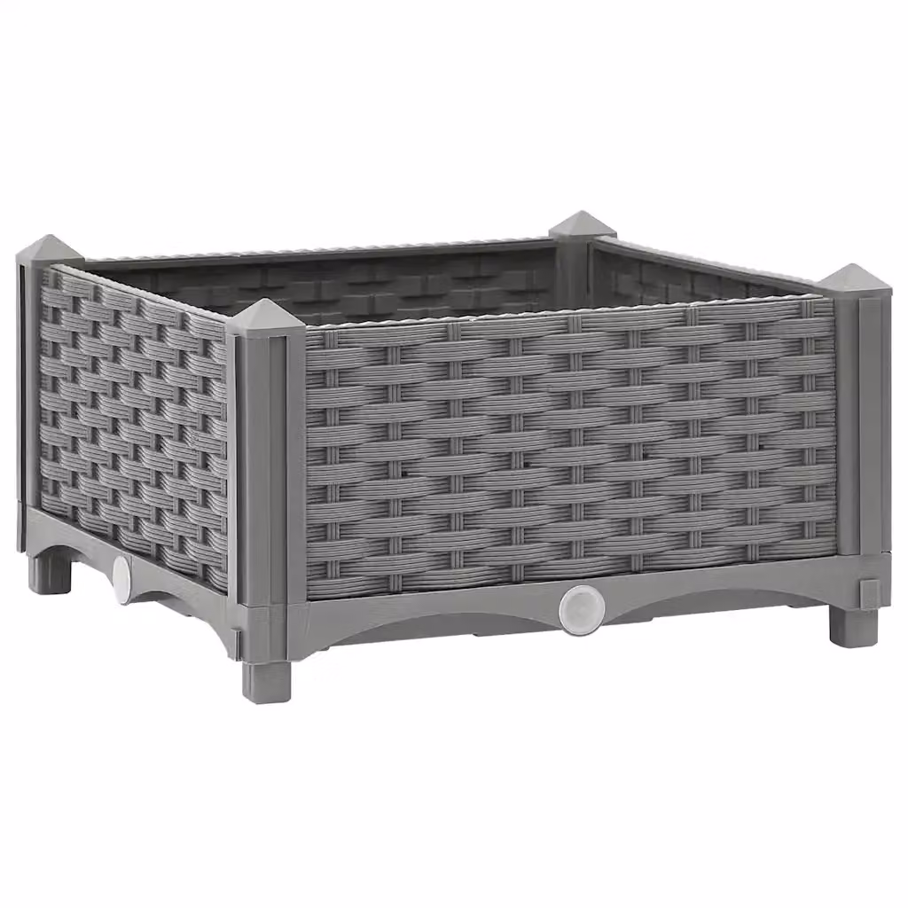 Fioriera Rialzata vidaXL in Plastica Grigia L/P/H: 40 x 40 x 23 cm