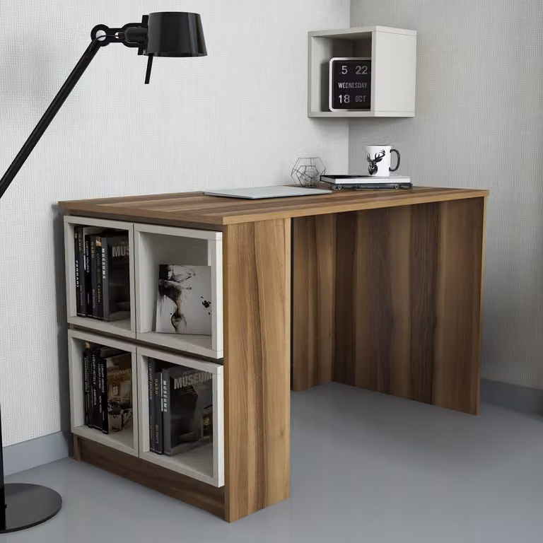 Skye Decor, Box - Walnut, Cream, scrivania, noce, 100% pannelli truciolari rivestiti in melamina, 120 x 65 x 75 cm
