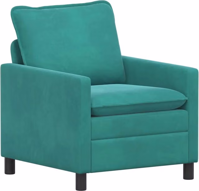 Divano moderno in velluto turchese per soggiorno o camera da letto L: 76 cm, P: 81 cm, H: 87,5 cm