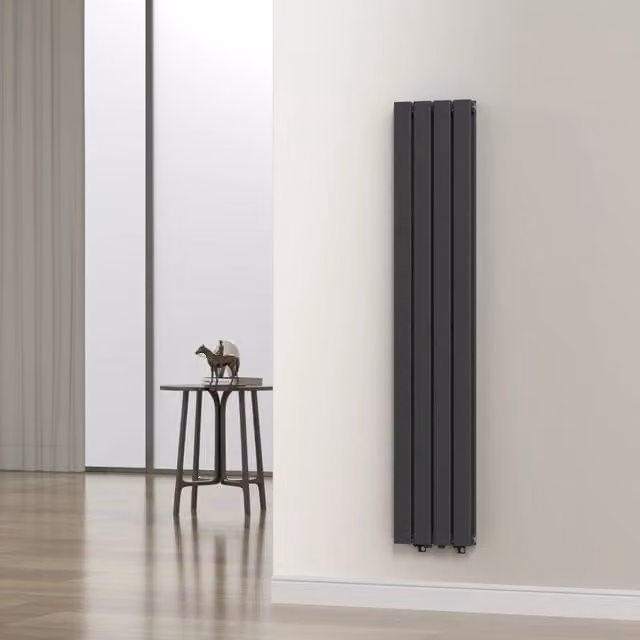 Termosifone a pannello doppio con elementi piatti neu.haus, colore nero, L: 160 cm, P: 30 cm