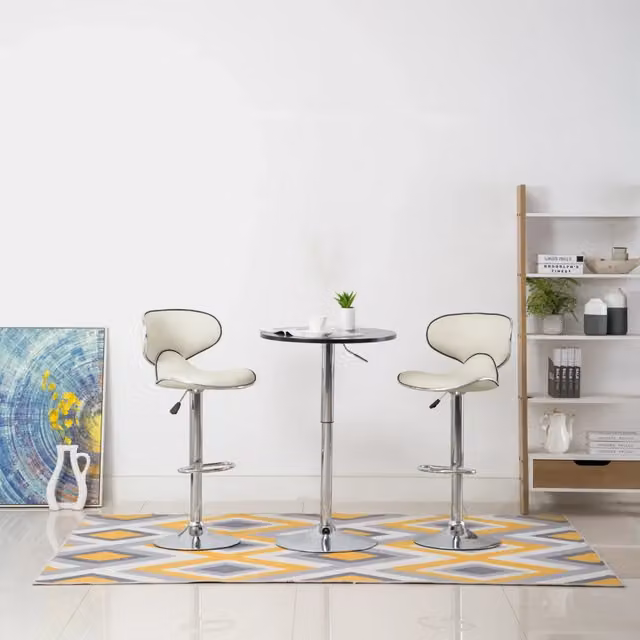 Set di 2 sgabelli da bar vidaXL in similpelle beige con base girevole a 360 gradi e struttura in metallo