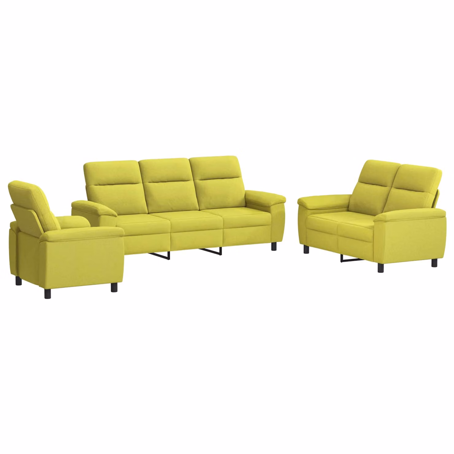 Set di 3 divani moderni vidaXL in tessuto verde con struttura in metallo per il tuo soggiorno