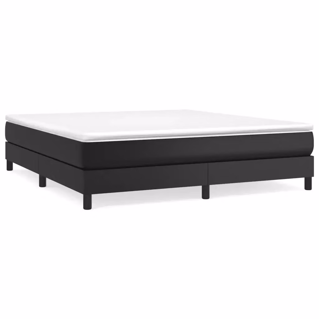 Letto con Giroletto a Molle e Materasso Ibrido vidaXL in Similpelle Nero, L/P/H: 180 x 200 x 25 cm – 2