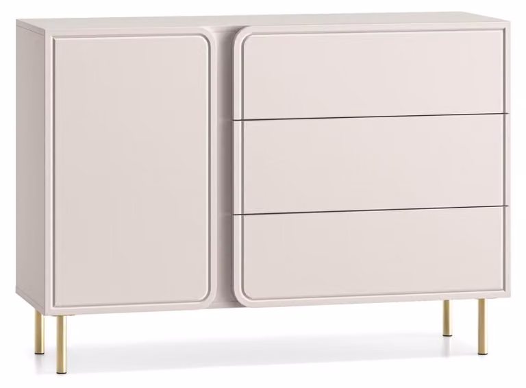 Selsey Loppa - Credenza a 1 anta con 3 cassetti, beige cashmere, 120 cm
