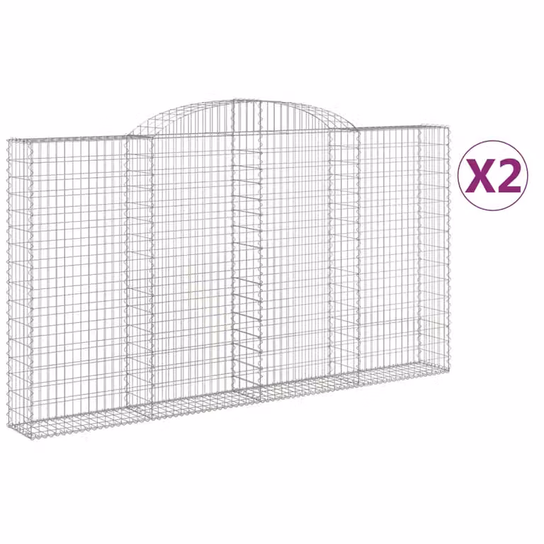 Cesti Gabbioni ad Arco 2 pz 300x30x160/180 cm Ferro Zincato