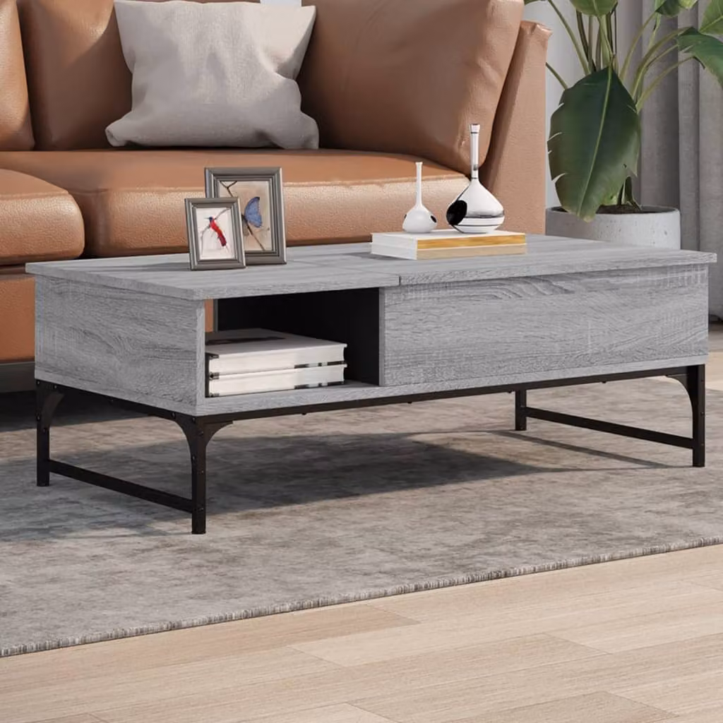 Maison Exclusive - Tavolino grigio Sonoma 100x50x35 cm Materiale ligneo e metallo