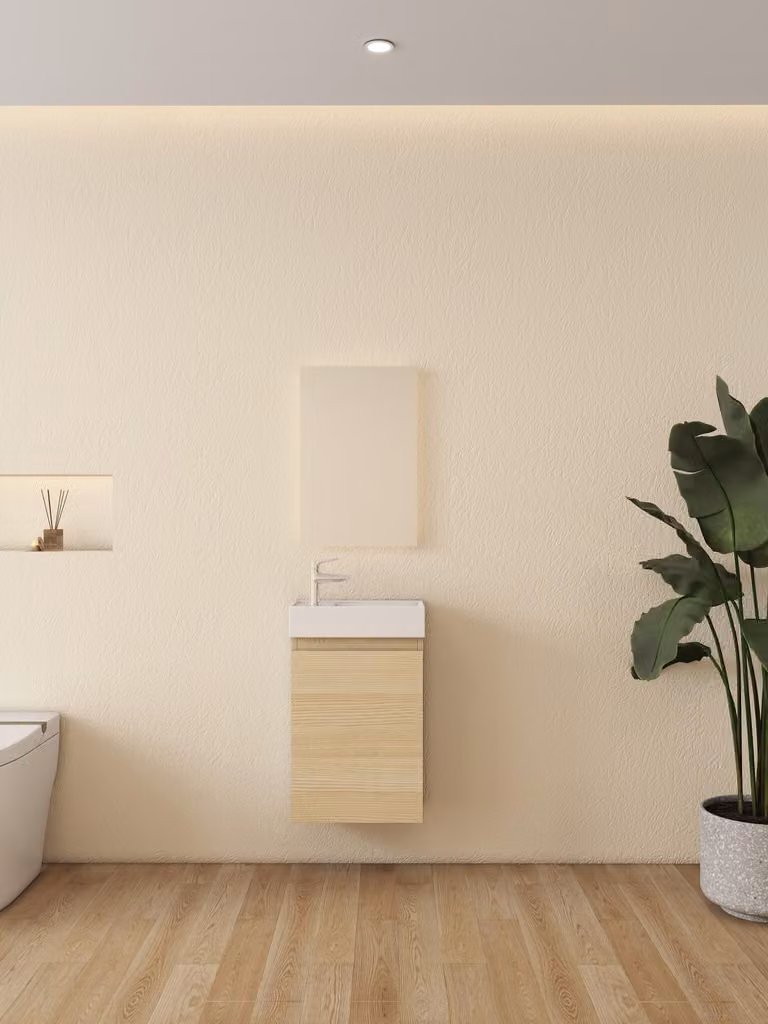 Mobili da bagno - Bianco - Compatti e resistenti, con lavabo in Vetroceramica 41x22,5x65 cm