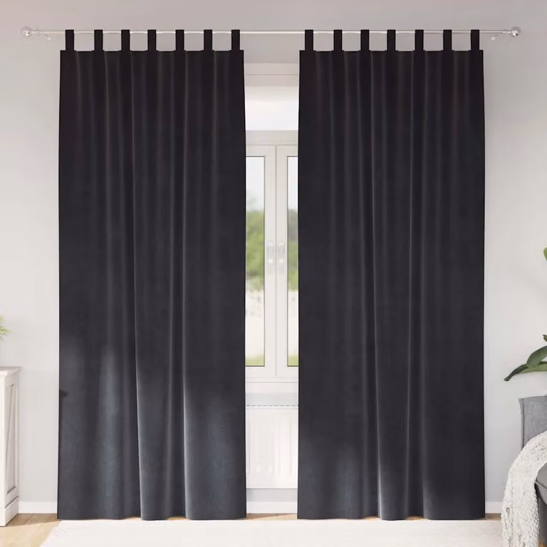 Set di 2 tende oscuranti vidaXL in velluto antracite, L: 140 cm, H: 245 cm