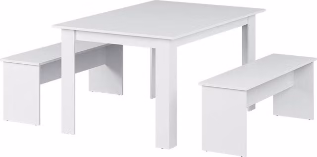Set da pranzo Sentio Vicco bianco con tavolo rettangolare e 2 panche L: 137.6 cm, P: 92.8 cm, H: 73.0 cm