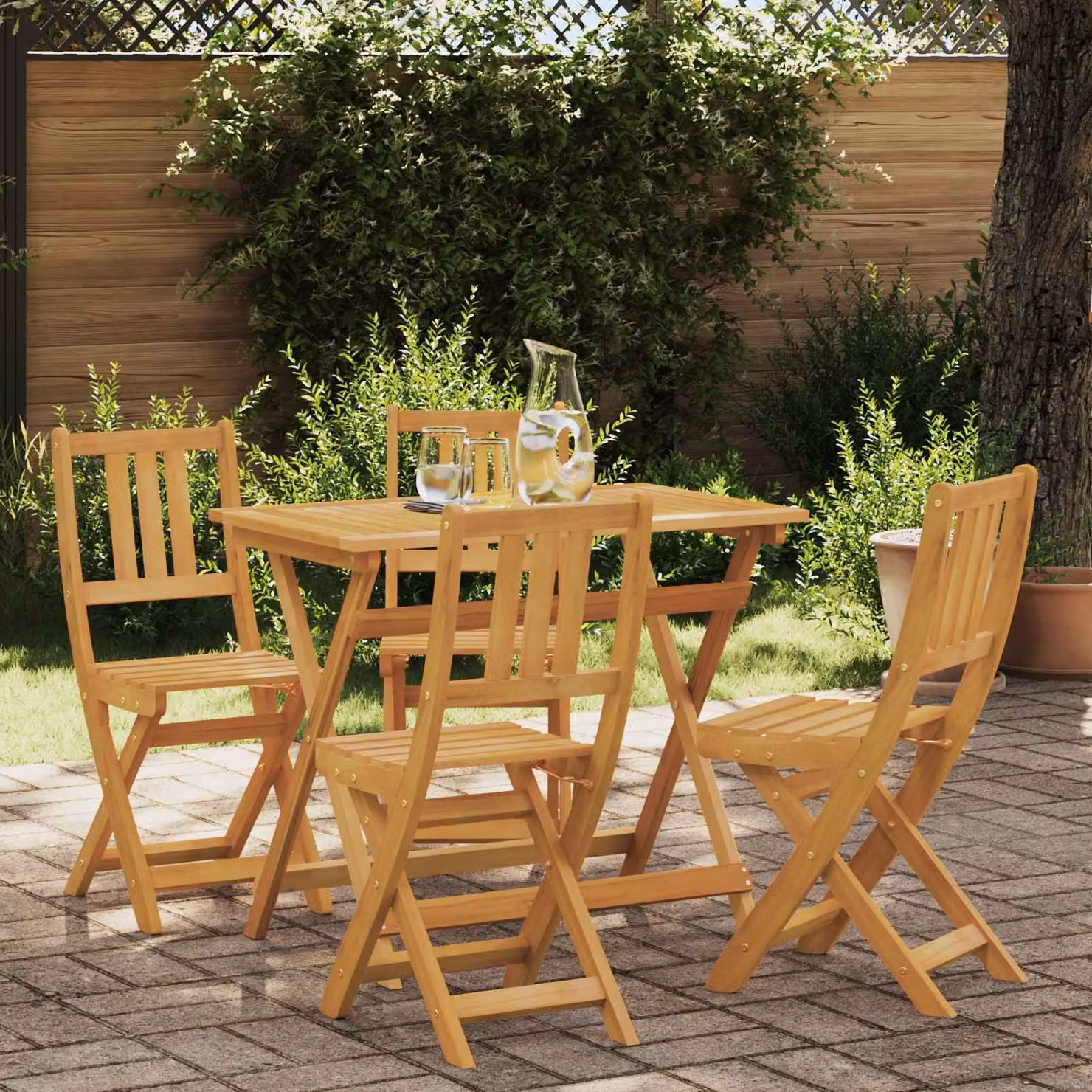 Sedie Bistro da Giardino vidaXL in Legno di Acacia Massello Naturale Marrone