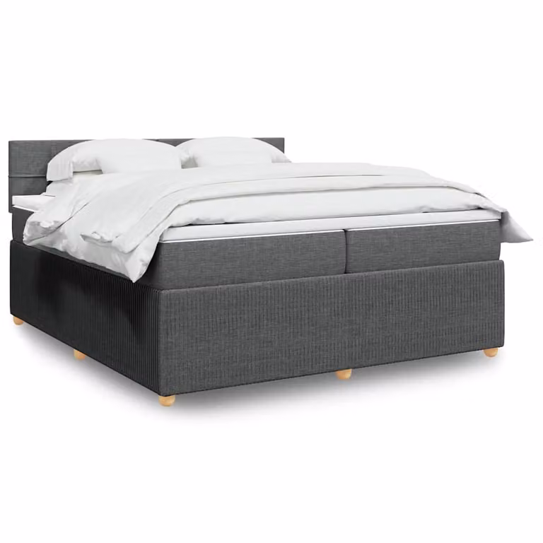 vidaXL Giroletto a Molle Ibrido con Materasso in Tessuto Grigio e Bianco, L/P: 200 x 200 cm