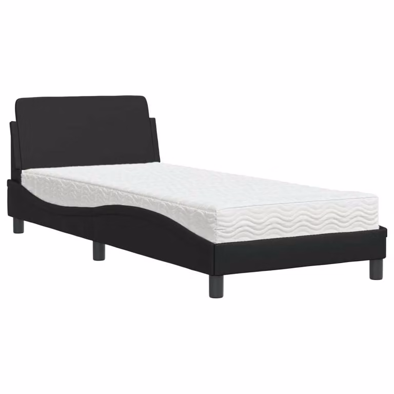 Letto con Materasso Dover Nero 90x190 cm in Pelle finta