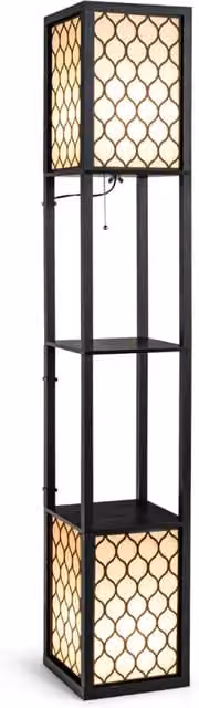 Lampada da terra multifunzionale con ripiani in design moderno nero L/P/H: 26 x 26 x 156 cm