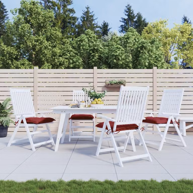 Set di 4 cuscini quadrati per sedia vidaXL in poliestere rosso, L/P/H: 40 x 40 x 7 cm