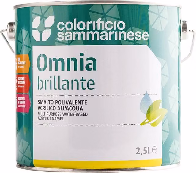 Smalto all'acqua Omnia Colorificio Sammarinese Grigio brillante, confezione da 6 pezzi da 0,75 l ciascuno