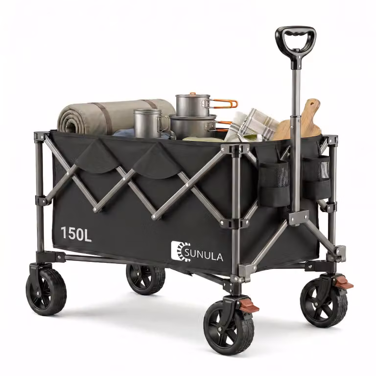 Carrello pieghevole SUNULA, portata 120 kg, con maniglia a scatto, nero