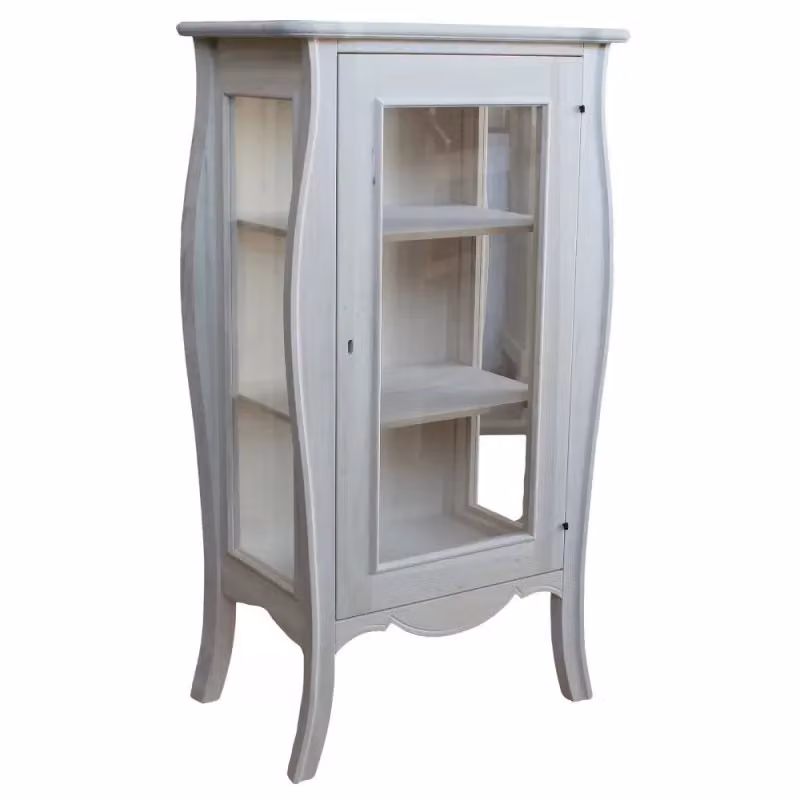 Vetrina shabby chic bombata con porta in vetro Mobili 2G grigio L: 71 cm, P: 48 cm, H: 134 cm – 2