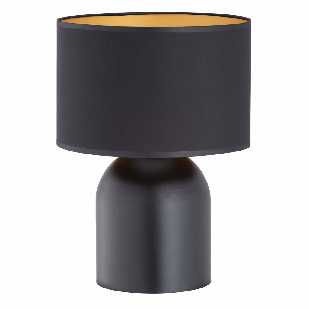 Lampada da tavolo Nordica Uma Luceart-Classic in acciaio nero e oro con paralume in tessuto cilindrico – 2
