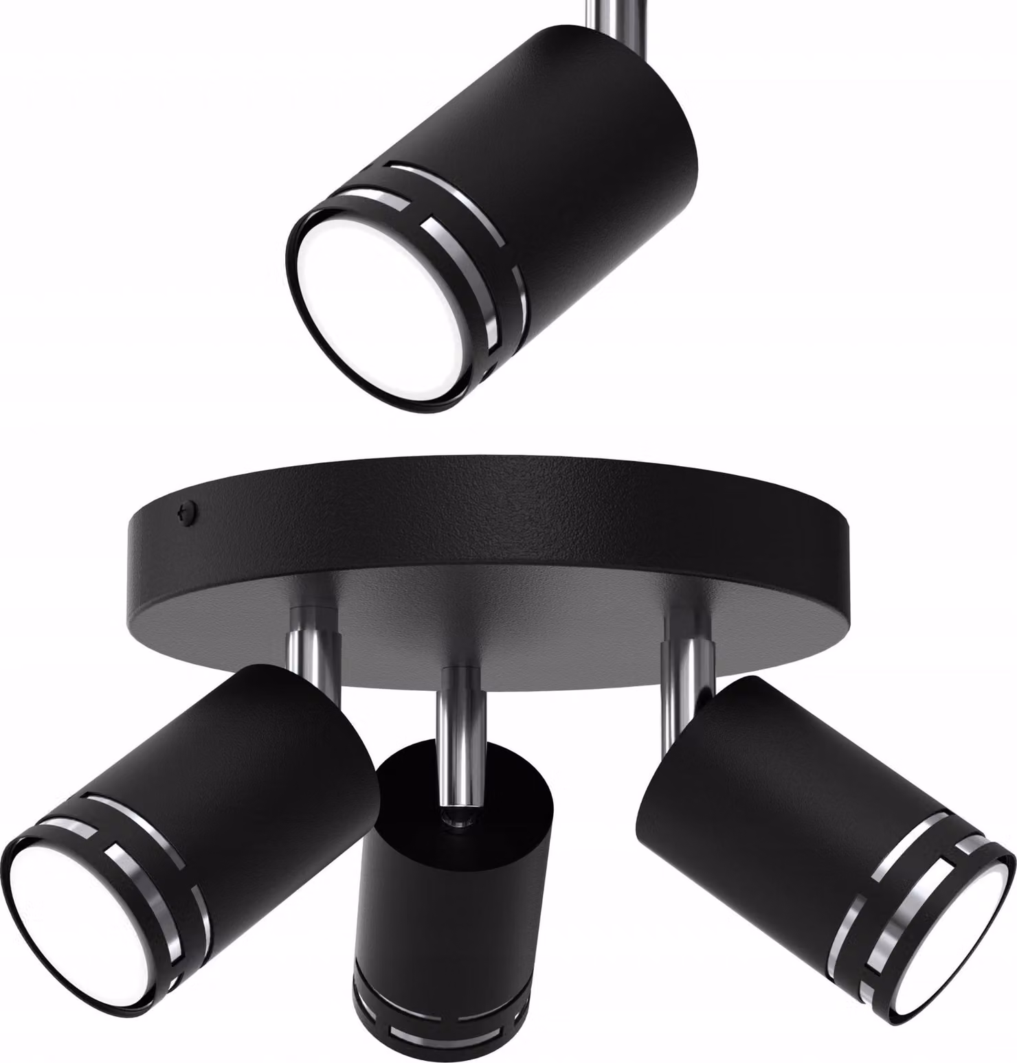 Lampada da soffitto nera cromata con faretto LED GU10 orientabile e riflettore, lampada da lucidatura