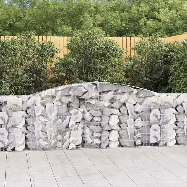 Set di 20 Cesti Gabbioni ad Arco vidaXL in Acciaio Zincato Argento L: 400 cm, P: 30 cm, H: 80-100 cm