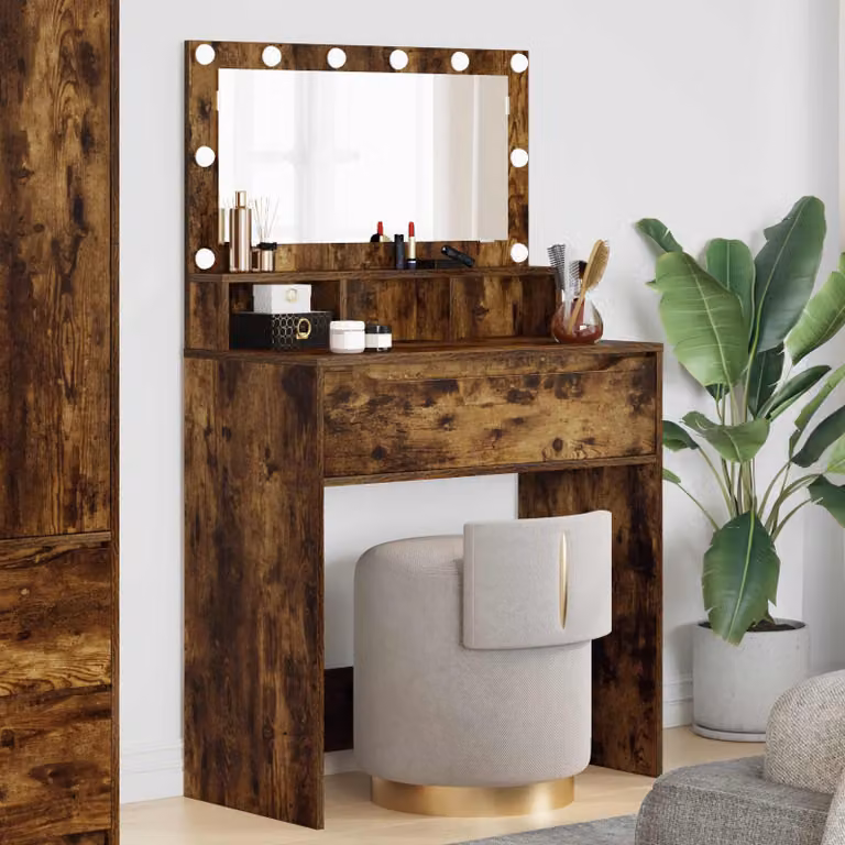 vidaXL Tavolo da Trucco Moderno in Legno Rovere Marrone per Camera da Letto