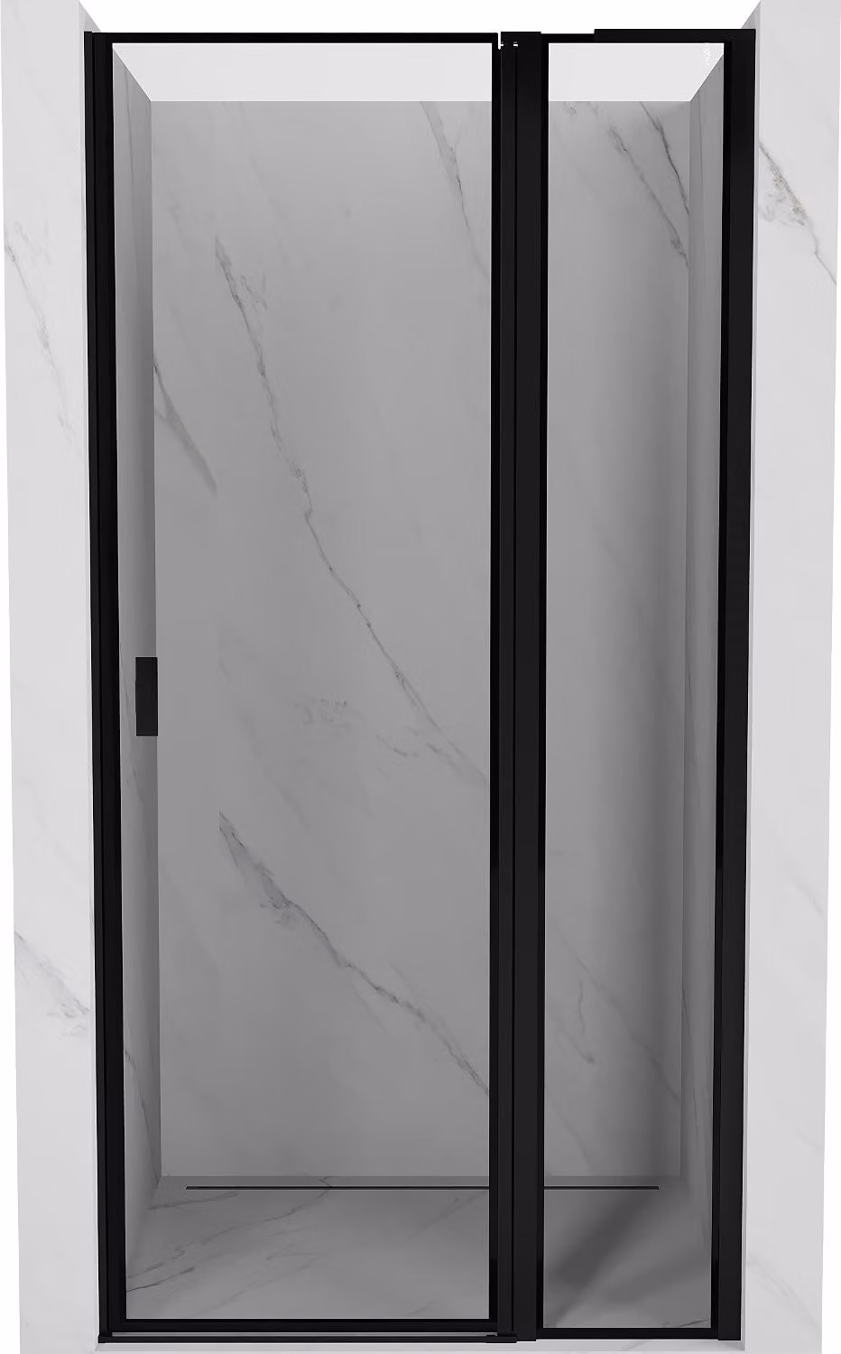 Mexen Mist L porta doccia battente destra 110 cm, cornice nera, nero - 8A4L-110-000-70-70-P