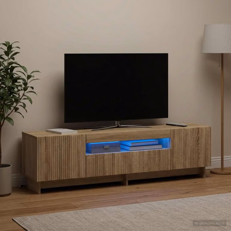 Mobile TV LED vidaXL in Rovere Sonoma con illuminazione integrata, L 153 cm x P 35 cm x H 43 cm