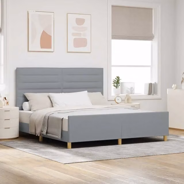 Struttura del letto-Giroletto Grigio chiaro 180 x 200 cm Tessuto 880024