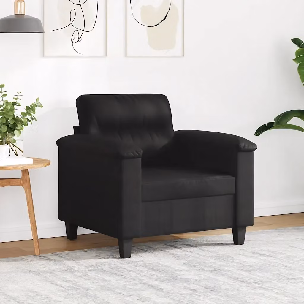 Poltrona Relax Recliner in Microfibra Nera con Braccioli e Struttura in Metallo – 2