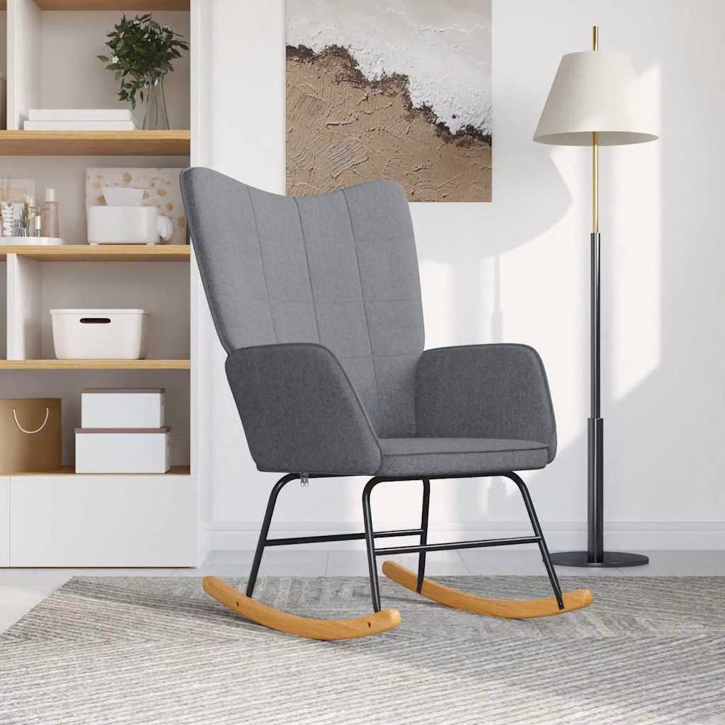 Sedia a dondolo vidaXL moderna in tessuto grigio chiaro per adulti