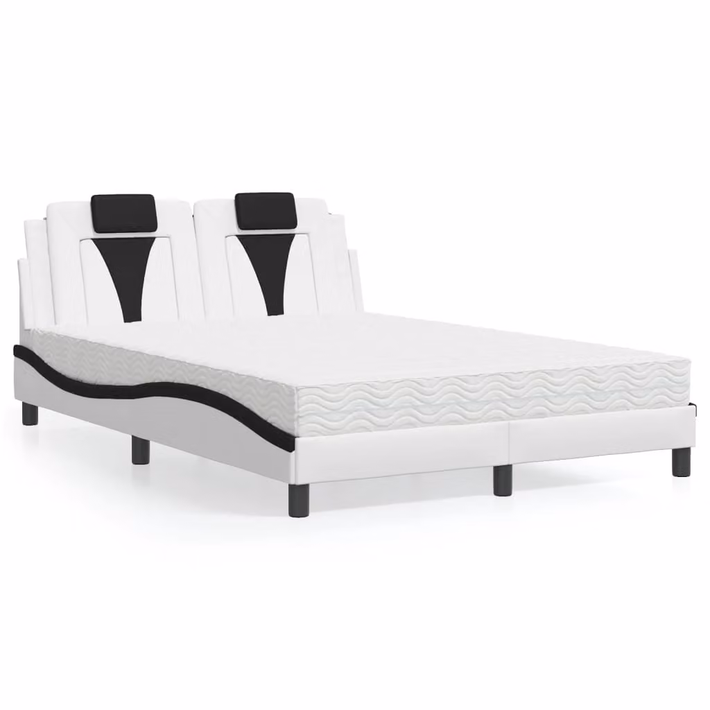 Letto Viana vidaXL con Materasso in Similpelle Nero e Bianco L/P/H: 120 x 200 cm