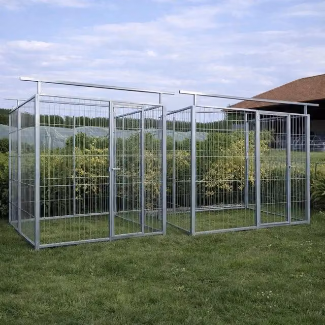 Set di 2 box per cani SIDERBOX in acciaio zincato a caldo, colore argento, H: 180 cm x L: 200 cm x P: 200 cm – 1