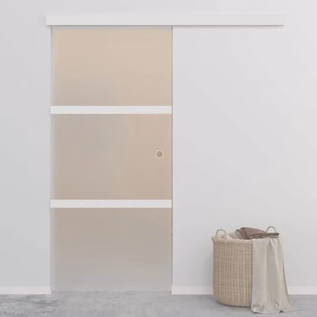 Porta Scorrevole in Vetro e Alluminio VIDAXL Argento L: 90 cm, H: 212 cm – 1