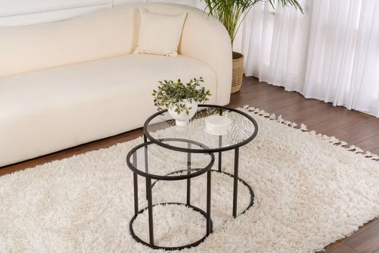 Skye Decor, Aurum - 60, 42 - Nero, Trasparente, Set tavolino, Nero, 100% metallo, 60 x 60 x 43 cm