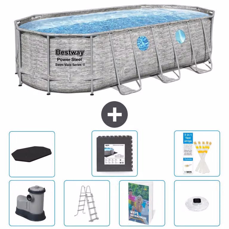 Bestway Power Steel, piscina ovale - 549x274x122 cm - composta da 6 parti, modello S608