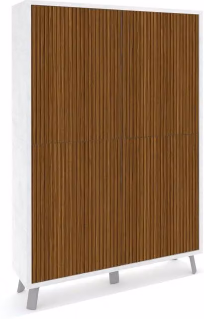 Mobile Soggiorno Madia Alta 4 Ante 108x41x161 cm Ossido Bianco e Rovere Dogato