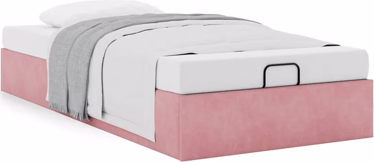 Struttura Letto Pouf Senza Materasso Rosa 90x200 cm Velluto