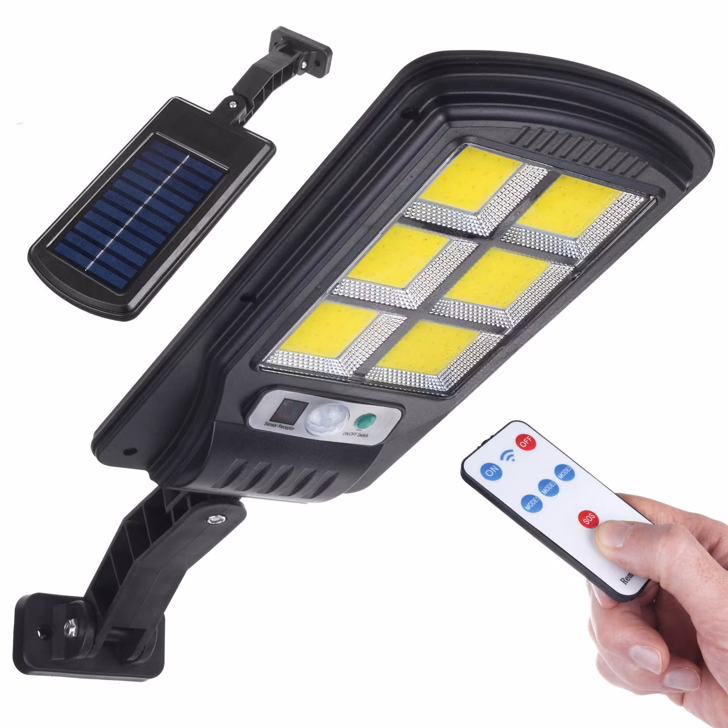 Lampione solare da esterno, 4W, 400 lumen, 6500K, grado di protezione IP54, con telecomando