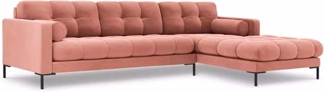 Divano angolare destro Bali di Cosmopolitan Design in velluto rosa a 5 posti per il tuo living room – 1