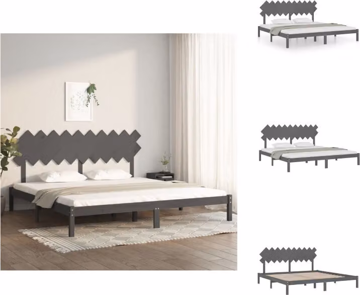 vidaXL Letto in legno massiccio grigio 200x200 cm - Letti e strutture letto
