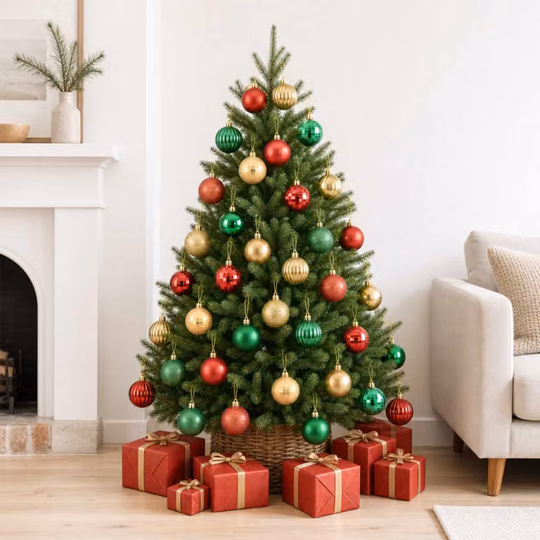 vidaXL Set di Palline di Natale 75 pz Rosso, oro e verde 6 cm