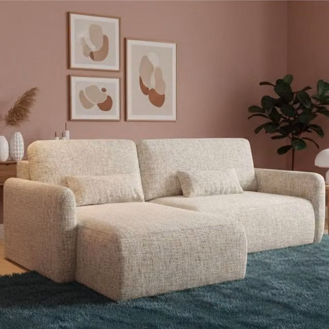 Pagno Divano Letto con Penisola Contenitore DMORA Beige L/P: 207 x 148 cm – 1