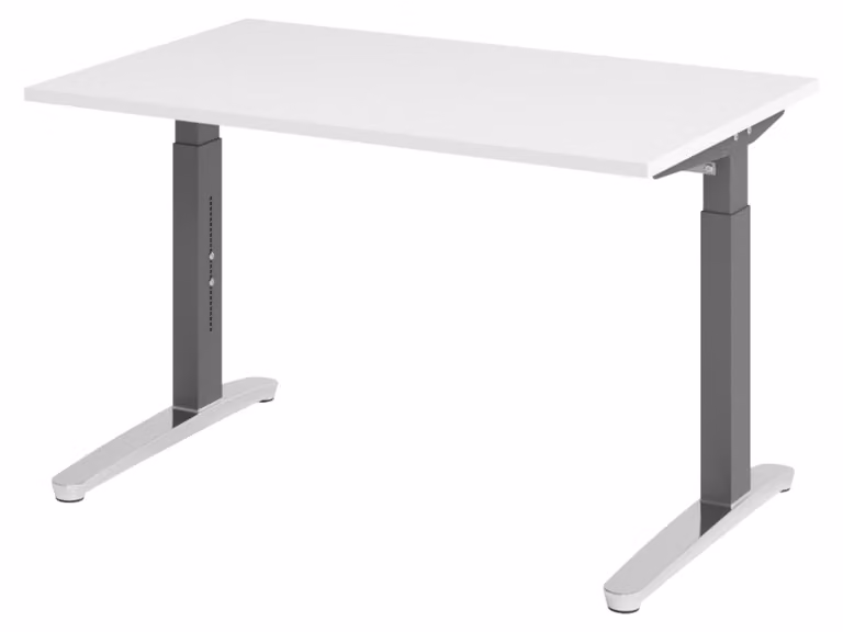 Scrivania bümö serie XB - Decorazione: bianco, dimensioni: 120 x 80 cm, struttura: grafite/alluminio lucido