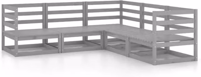 Set Divani da Giardino 5 pz | Set Salotto da Giardino Grigi in Legno Massello di Pino