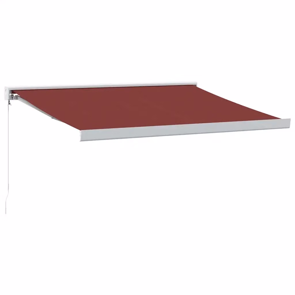 vidaXL Tenda da Sole Retrattile Manuale con Bracci Pieghevoli in Alluminio e Tessuto in Poliestere Rosso e Bianco L: 350 cm, P: 250 cm – 2
