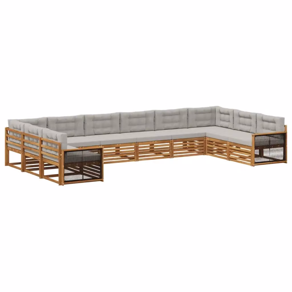 Set di divani da giardino vidaXL in legno di acacia con cuscini beige e grigi – 2