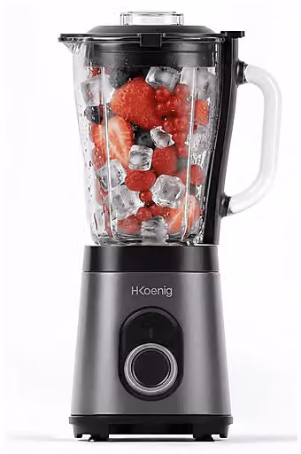 Frullatore H.Koenig MXK36 Grigio scuro con caraffa in vetro da 1,5 l, potenza 550 W, 2 velocità e funzione pulse, in acciaio inox