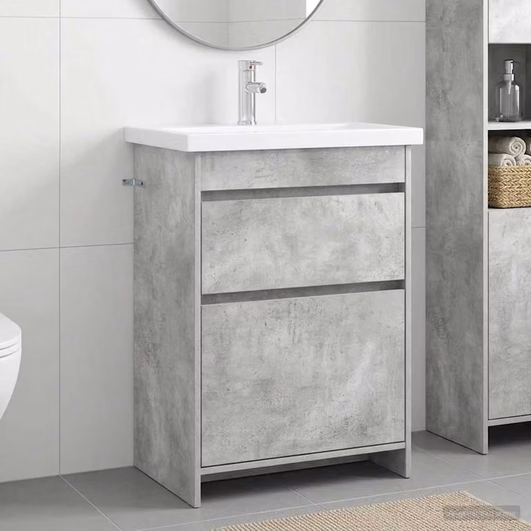 Mobile lavabo moderno vidaXL in legno grigio opaco L: 61 cm, P: 40 cm, H: 84,5 cm