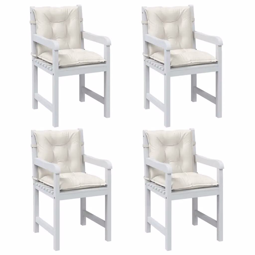 Set di 4 cuscini per sedia vidaXL in tessuto beige, resistenti ai raggi UV e antiscivolo, L: 100 cm, H: 50 cm, P: 7 cm