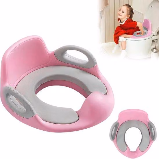Sedile WC per bambini con cuscino e schienale | Protezione contro gli schizzi per bambini e bambine